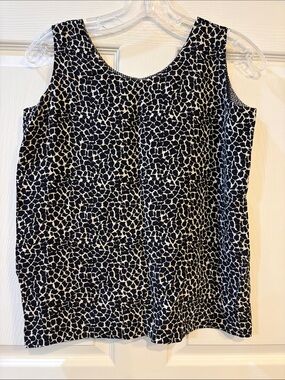 Black & Ivory Printed Scoop Neck Tank Top Reversible